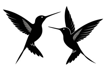 Obraz na płótnie Canvas silhouette image,Hummingbird bird,vector illustration,white background 
