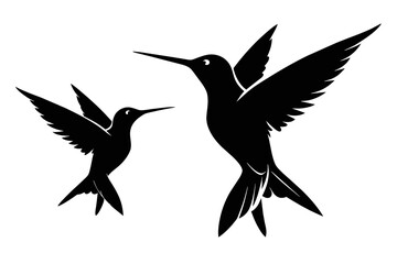 Fototapeta premium silhouette image,Hummingbird bird,vector illustration,white background 