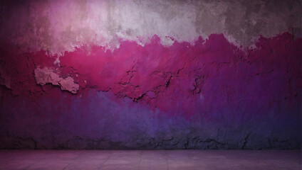 Electric magenta fuchsia lavender lilac abstract background for design. Color gradient. Painted old concrete wall with plaster. Bright. Colorful. - obrazy, fototapety, plakaty
