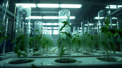 An experimental laboratory where new varieties of plants are bred in the biotechnological process. - obrazy, fototapety, plakaty