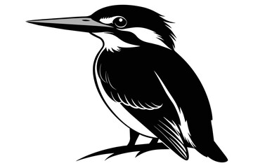 silhouette image,Kingfisher  bird,vector illustration,white background