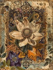 Beautiful flowers vintage collage composition