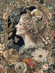 Beautiful flowers vintage collage composition