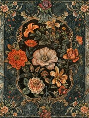 Beautiful flowers vintage collage composition