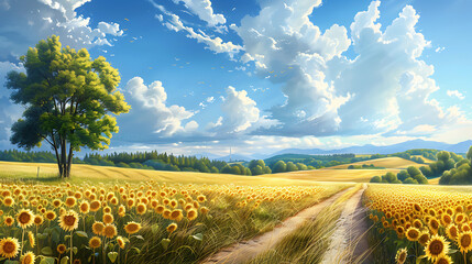 Summer landscape illustration