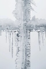A cross formed by intersecting icicles, crisp white background for cool financial planning.