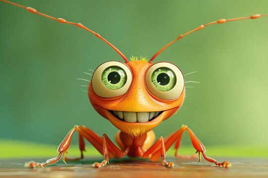 a cartoon bug with big eyes