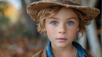 A young boy in a charming country attire, his connection to nature evident, set against a rustic farm setting Captured in 16k, realistic, full ultra HD, high resolution, and cinematic photography