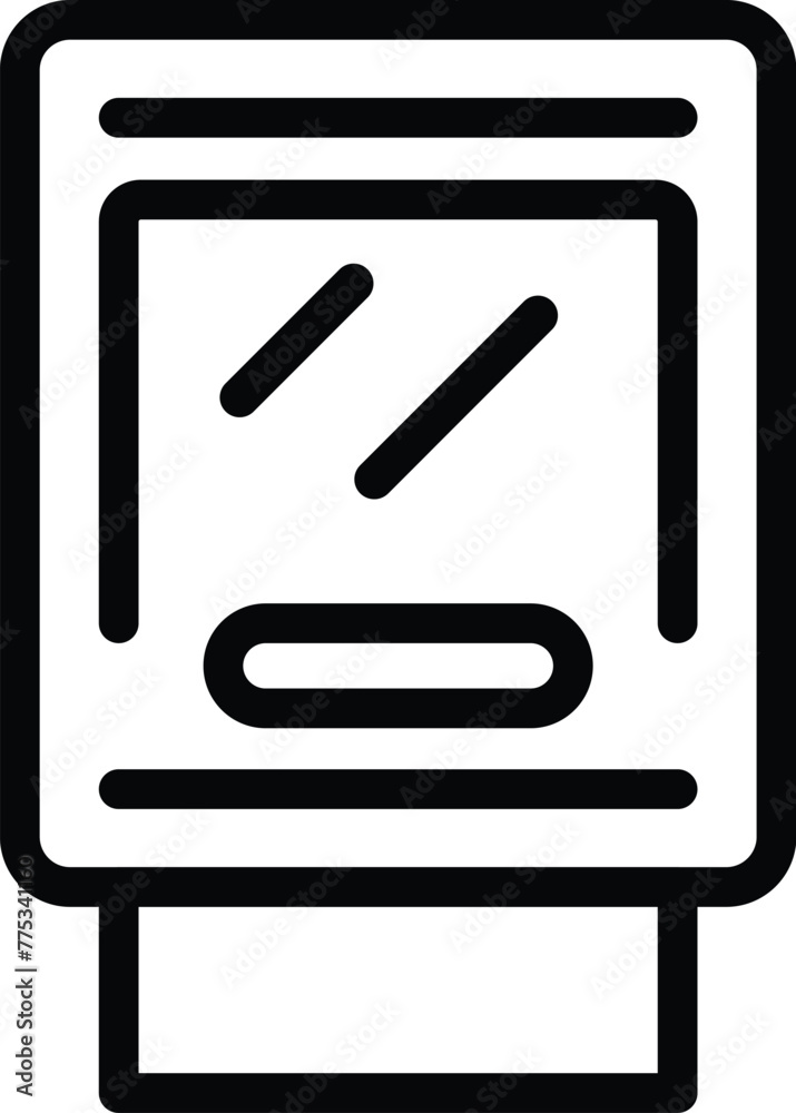 Poster ticket automat icon outline vector. station vending terminal. touchscreen display technology