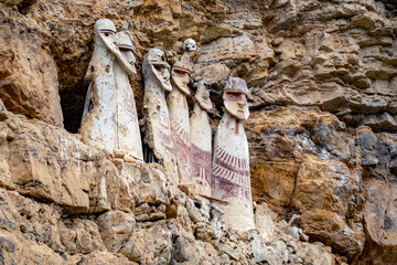 Sarcophagi of Karajia, funerary site of Chachapoyas culture in northern Peru