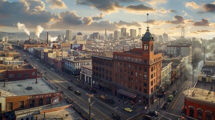 1800s san francisco panoramic cityscape with period specific architecture in ultra high resolution - obrazy, fototapety, plakaty