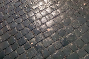 pattern of  wet cobble stone
