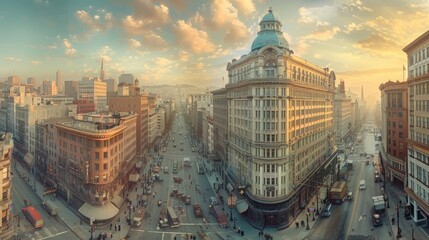 1800s san francisco panoramic cityscape with period architecture in ultra high resolution - obrazy, fototapety, plakaty
