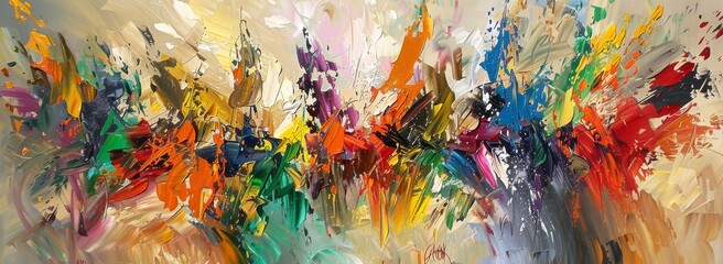 Dynamic abstract expressionism in colorful backgrounds
