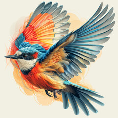 Unique Bird Illustrations with Wings Spread