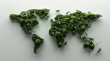 World map made of  grass. All continents of the green world