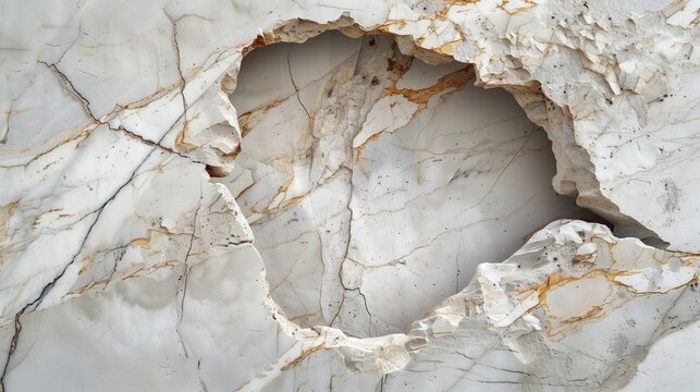 A detailed image of a vacant cavity in the marble surface.