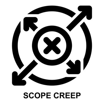 scope creep, uncontrolled, scope, reach, creep, project management expanded agile outline icon for web mobile app presentation printing