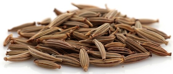   A mountain of Cardamom seeds on a white canvas with a clipping mask atop the seeds