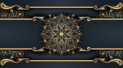 gray background, with gold mandala ornaments © Pendraw