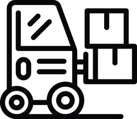 Warehouse forklift icon outline vector. Storage shipping boxes. Delivery truck machine - 775345354