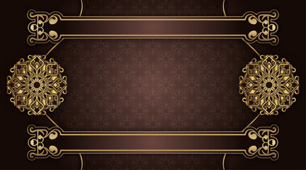 brown background  with gold mandala ornaments