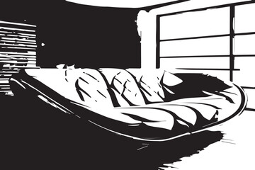 black and white illustration