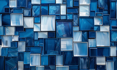 Dark blue white pattern. Chaotic. Geometric shape background for design AI-generated Image - obrazy, fototapety, plakaty