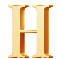 PNG 3D Golden Capital H Letter icon isolated on a white background