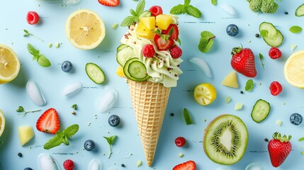 Fruit and Vegetable Summer Ice Cream Cone - 775347735