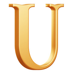 PNG 3D Golden Capital U Letter icon isolated on a white background © sonisokell