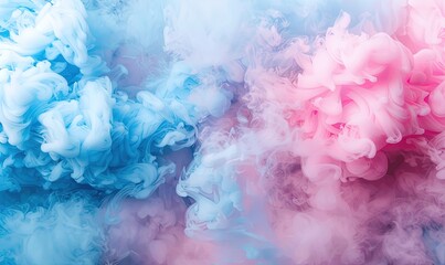 Gender reveal party-themed background, blue and pink smoke