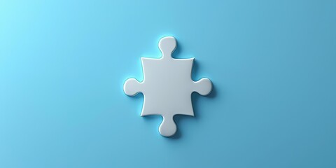 Isolated on blue background, Puzzle idea, success solution, jigsaw games symbol.