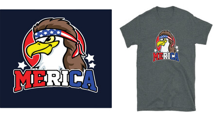 T shirt design with Eagle name America