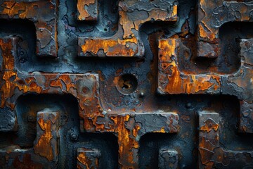 Hammered old copper Texture Labyrinth Background	