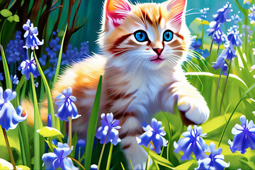 꽃밭에서 뛰어노는 고양이_생성형AI