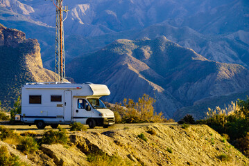 Camper rv in Tabernas desert, Spain