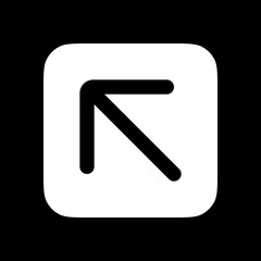 Vector left diagonal arrow chevron icon. Black, white background. Perfect for app and web interfaces, infographics, presentations, marketing, etc.