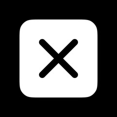 Vector cross multiply close remove mark icon. Black, white background. Perfect for app and web interfaces, infographics, presentations, marketing, etc.