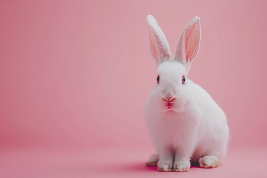 a white rabbit with pink ears