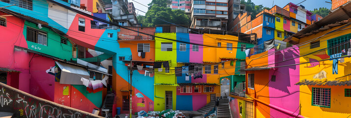 Obraz premium street of colorful Rio de Janeiro favelas.
