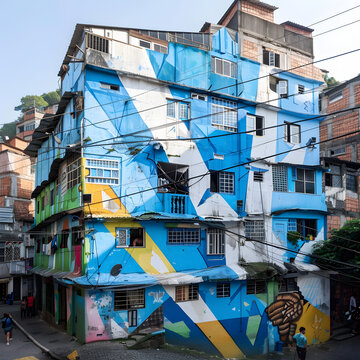 street in the favelas of Rio de Janeiro transformed