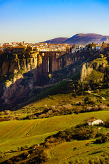 Ronda town with old bridge, Andalusia, Spain.