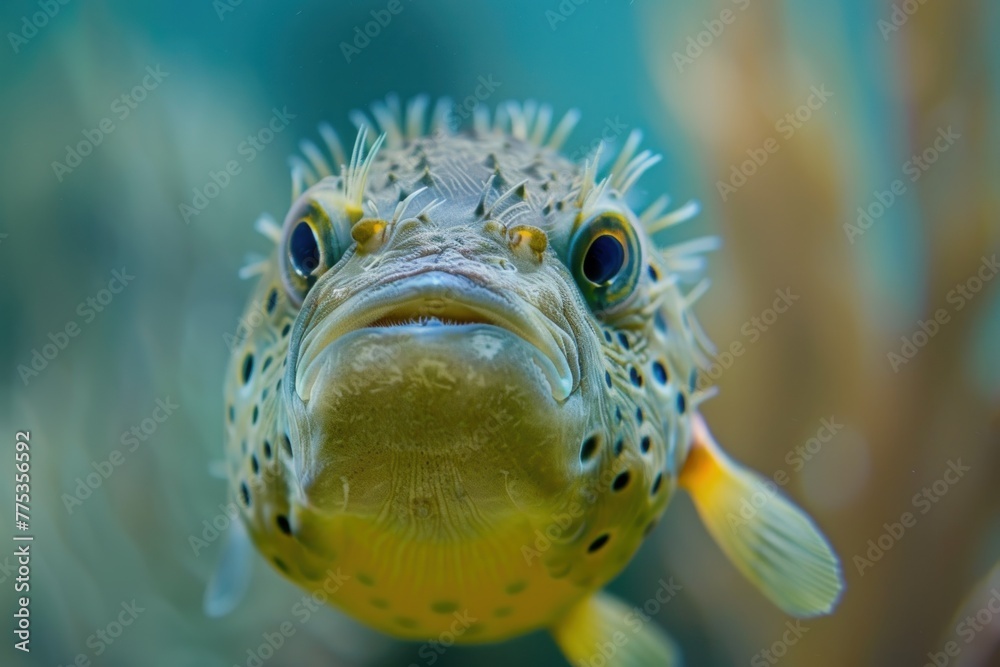 Wall mural Puffer Fish Portrait, Ocean's Quirky Inhabitant