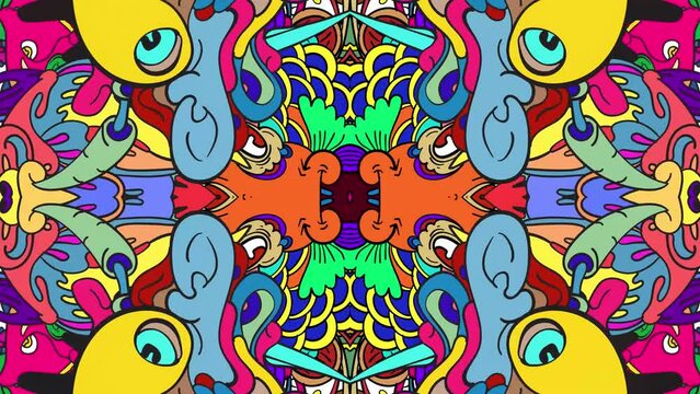 Abstract colorful psychedelic video for summer music festival