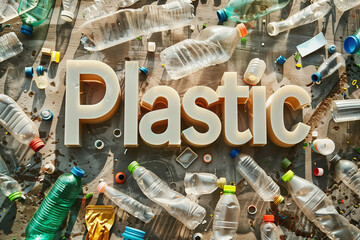 A close-up detailed shot showing Plastic amidst scattered waste highlighting the problem of disposable plastics