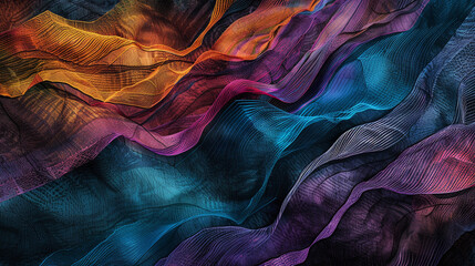 Creative bright colors wavy fabrics. Abstract background, textured canvas. - obrazy, fototapety, plakaty