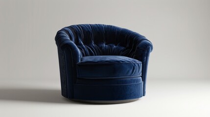 Enigmatic navy blue chair design photography, abstract concept of solitude and contemplation in interior decor, minimalistic aesthetic, modern furniture theme