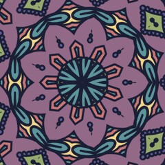 Fototapeta premium Patrón sin costuras mandalas abstractos colores - estampas - fondos - formas