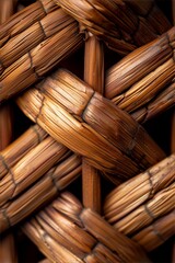 Intricate Woven Basket Texture Close-Up - obrazy, fototapety, plakaty